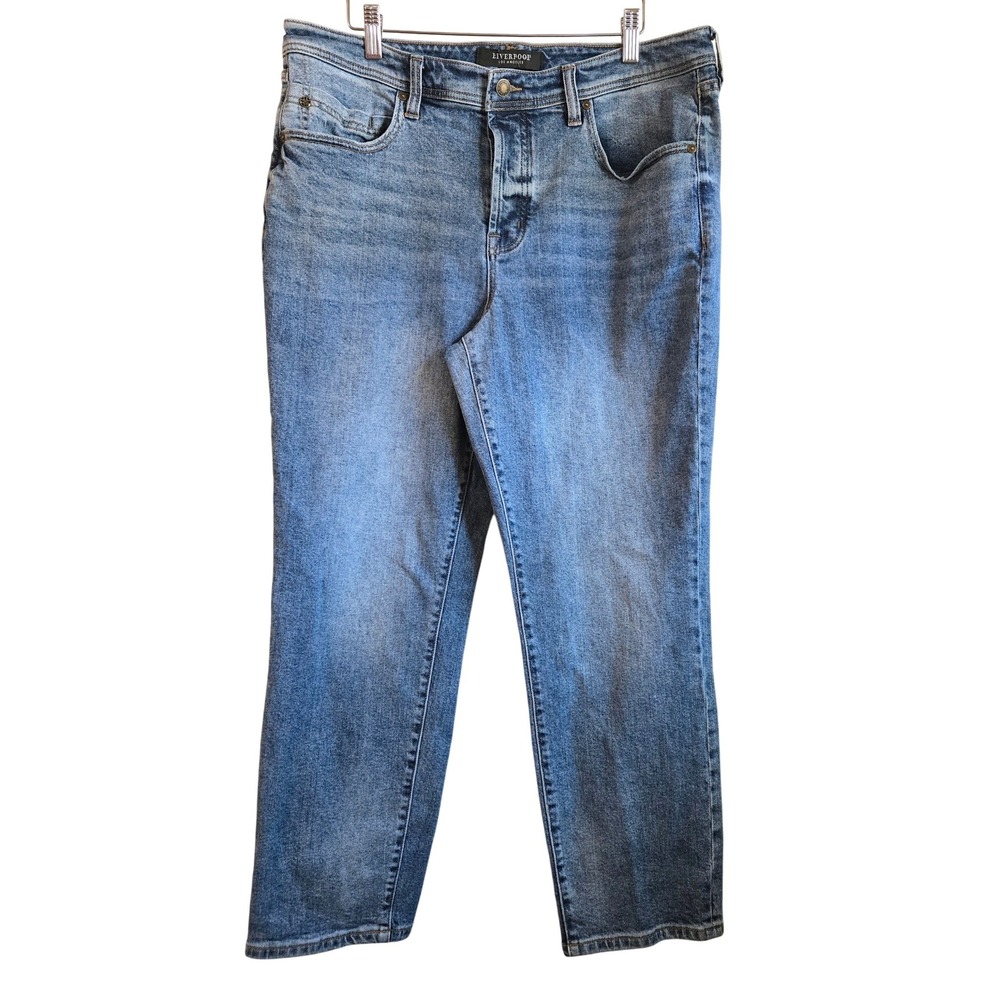 Liverpool Los Angeles Boyfriend Straight Leg Jeans 14/34 Medium Wash Button Fly